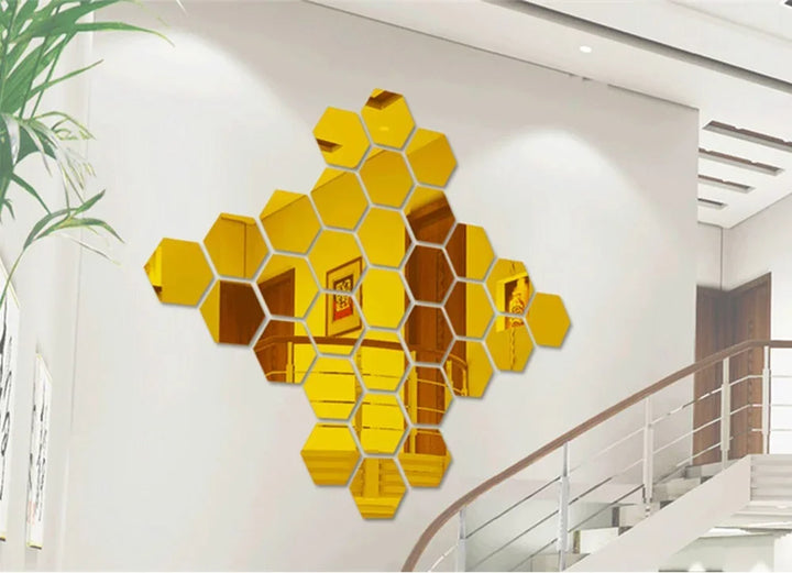 Hexagon Acrylic Mirror Wall Set