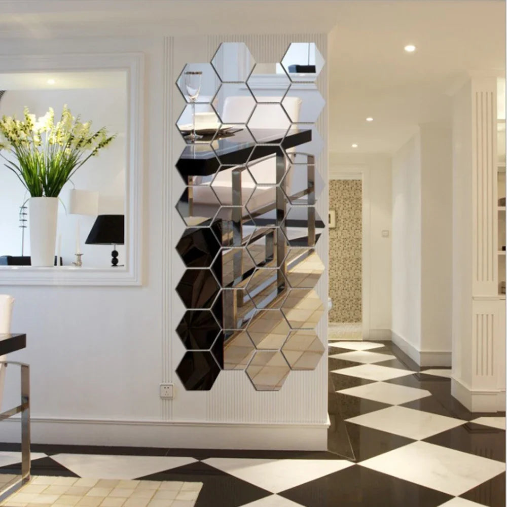 Hexagon Acrylic Mirror Wall Set
