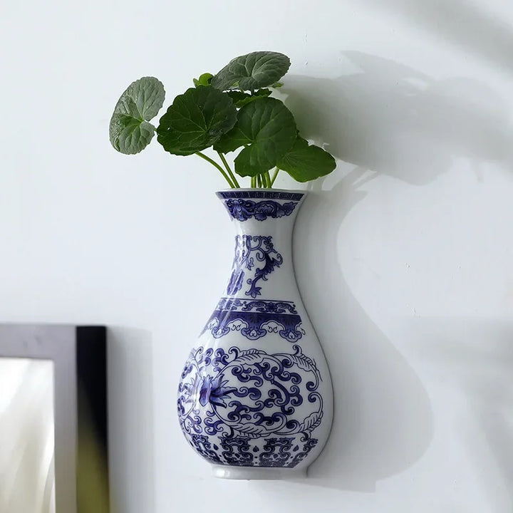 Antique Blue &amp; White Ceramic Vase