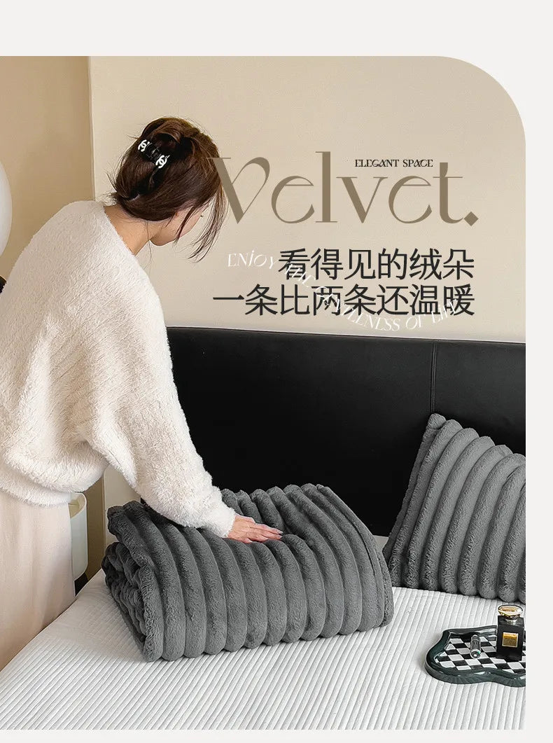 Cozy Ribbed Knit Throw Blanket