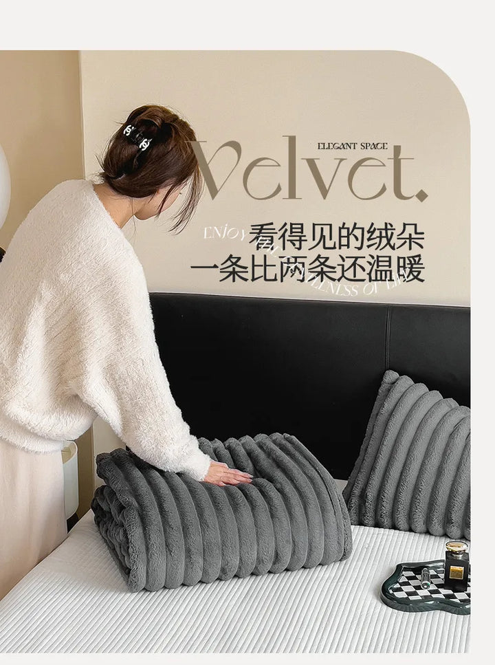 Cozy Ribbed Knit Throw Blanket
