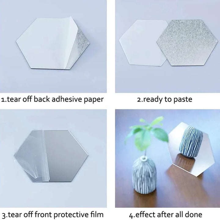 Hexagon Acrylic Mirror Wall Set
