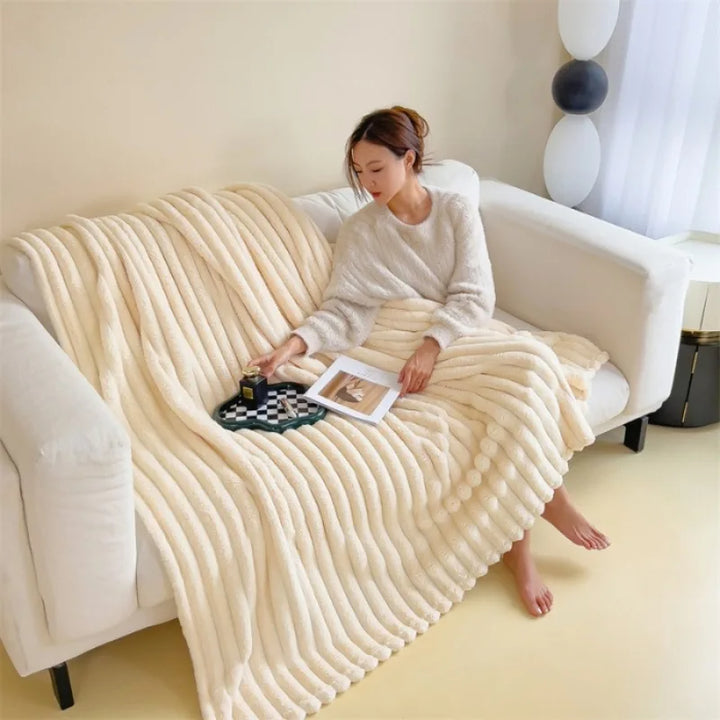 Cozy Ribbed Knit Throw Blanket