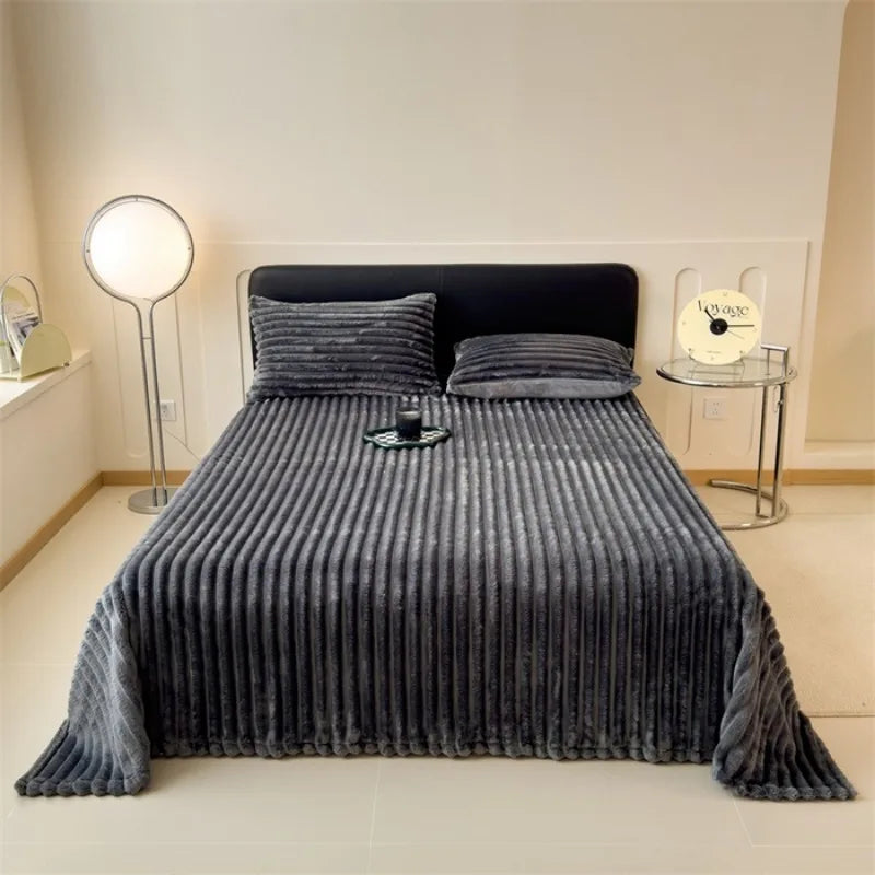 Cozy Ribbed Knit Throw Blanket