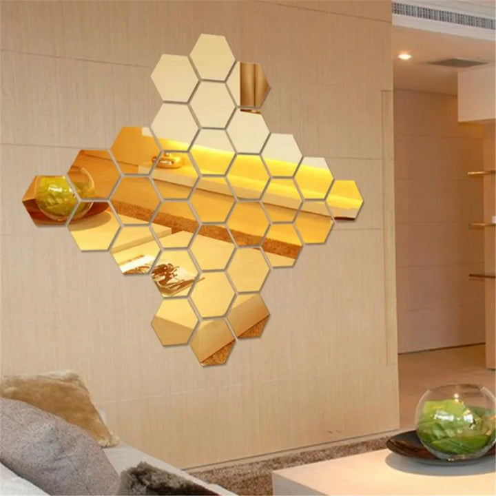 Hexagon Acrylic Mirror Wall Set