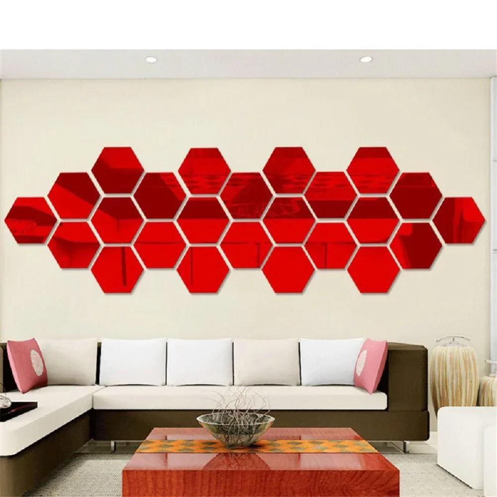 Hexagon Acrylic Mirror Wall Set