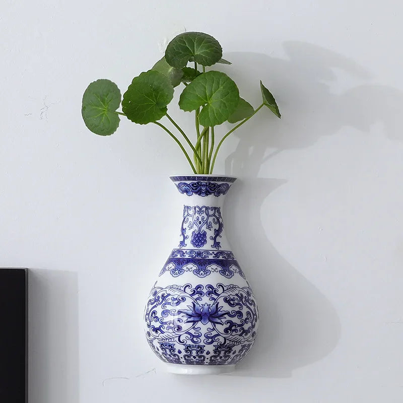 Antique Blue &amp; White Ceramic Vase