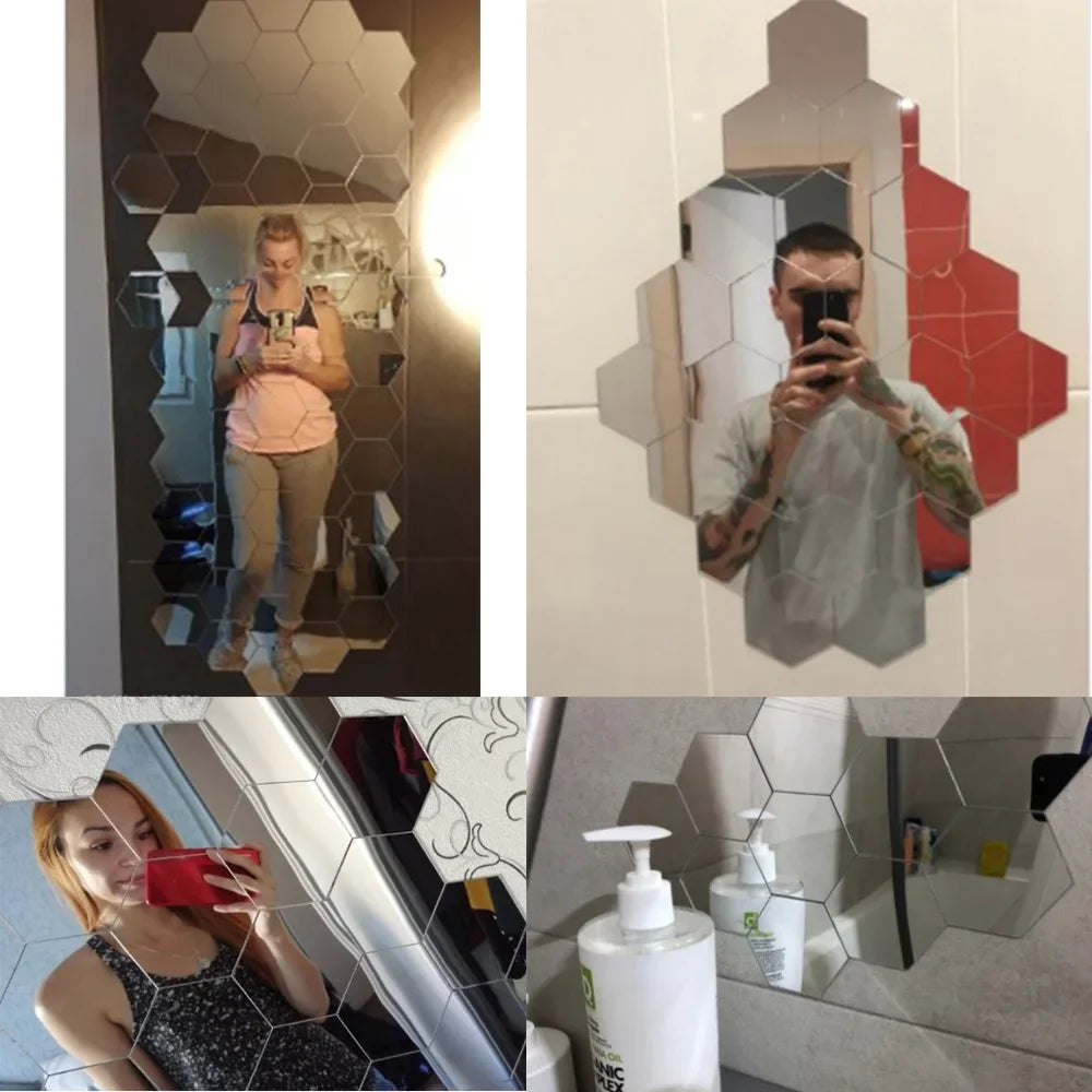 Hexagon Acrylic Mirror Wall Set