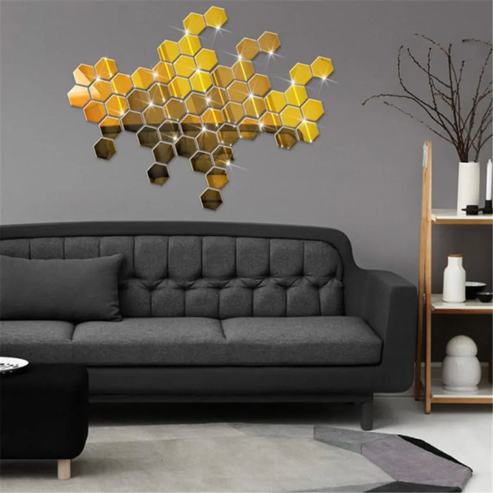 Hexagon Acrylic Mirror Wall Set