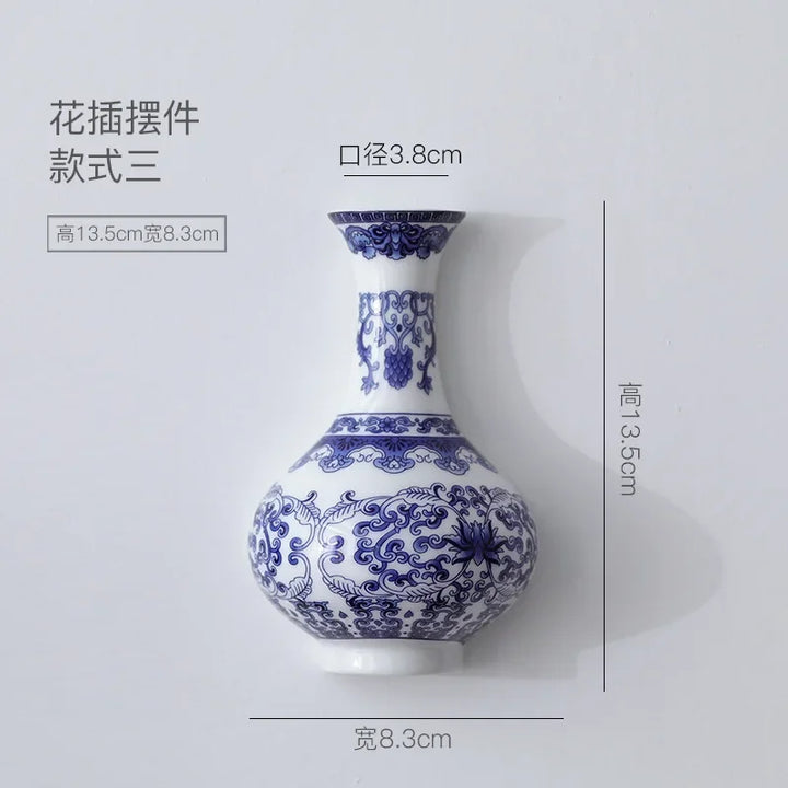 Antique Blue &amp; White Ceramic Vase