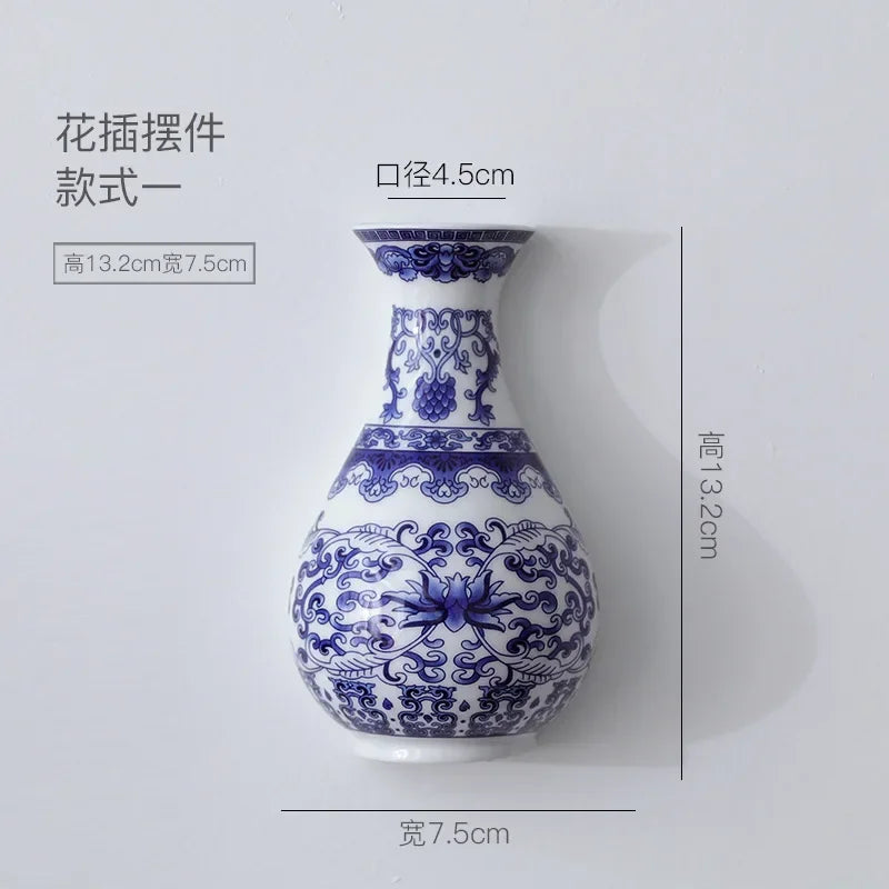 Antique Blue &amp; White Ceramic Vase