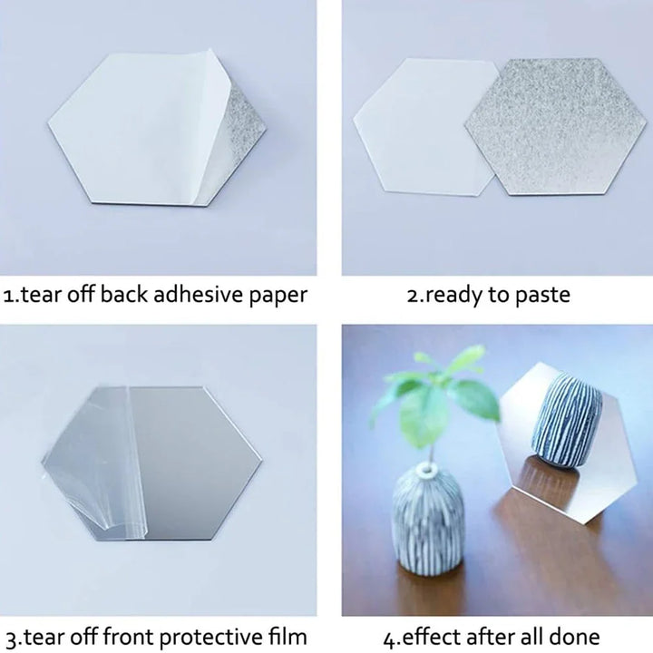 Hexagon Acrylic Mirror Wall Set