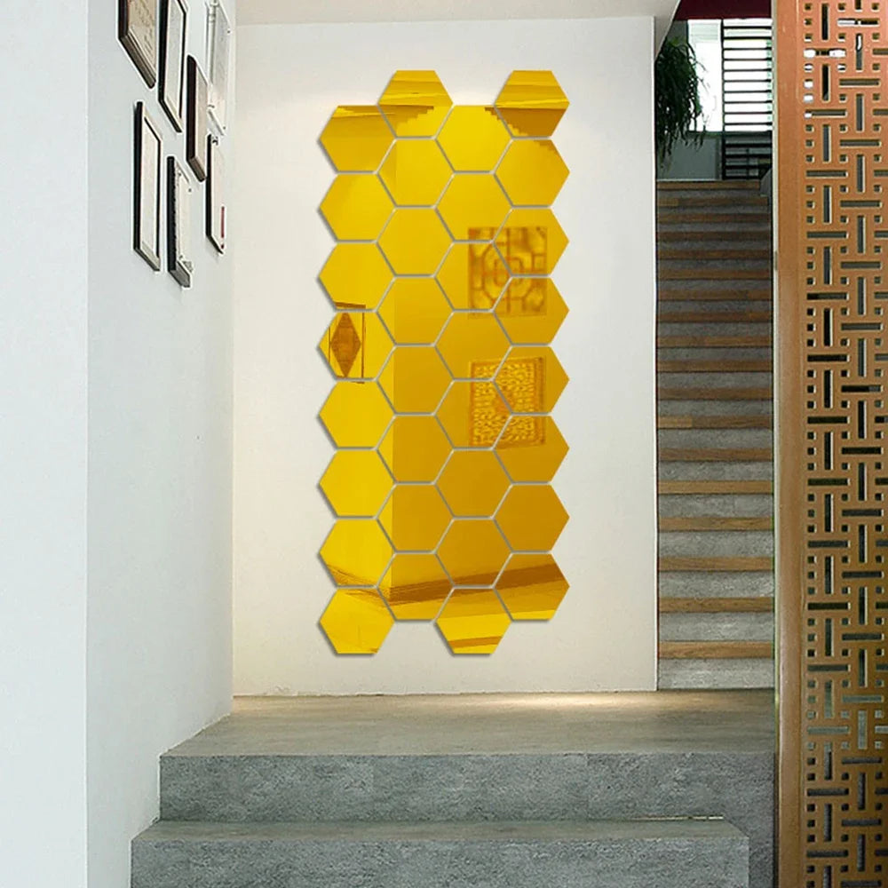 Hexagon Acrylic Mirror Wall Set
