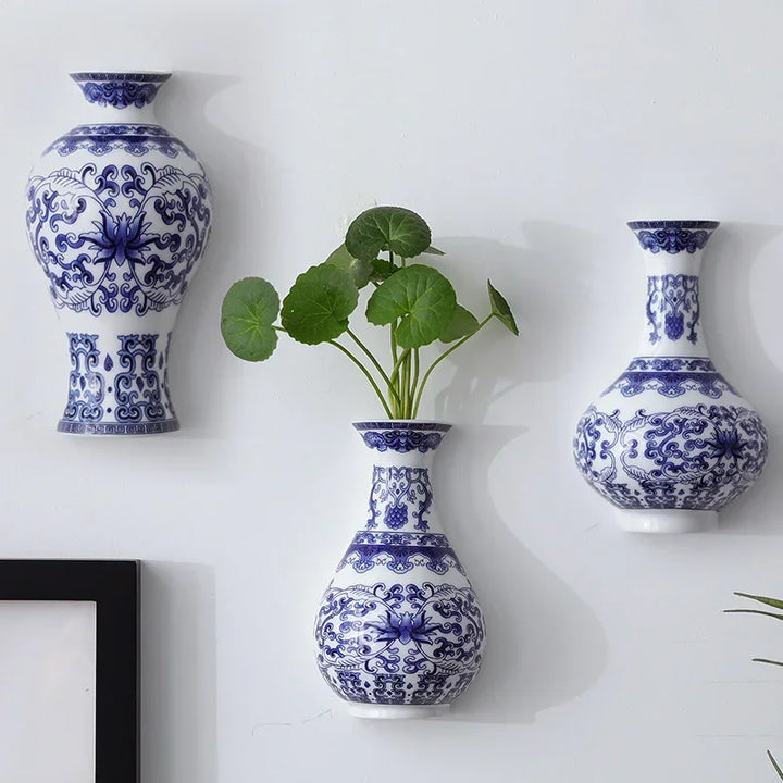 Antique Blue &amp; White Ceramic Vase