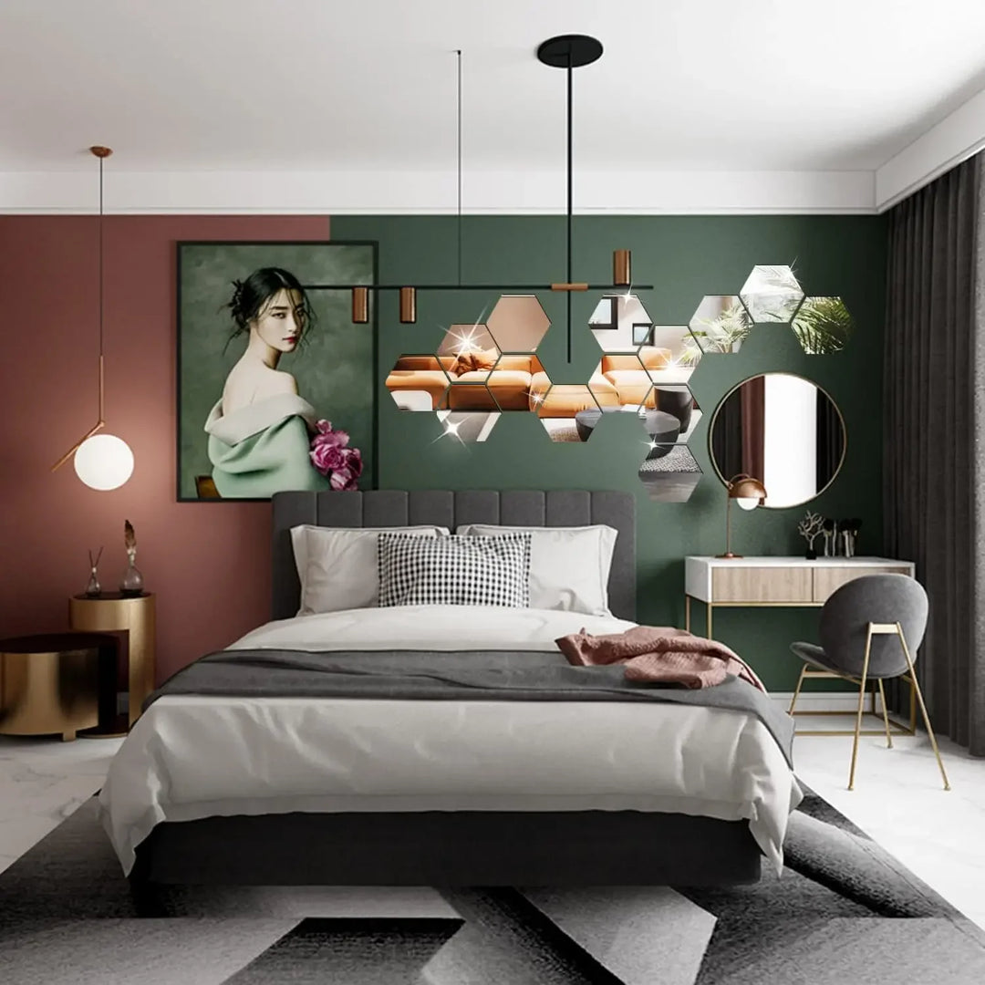 Hexagon Acrylic Mirror Wall Set
