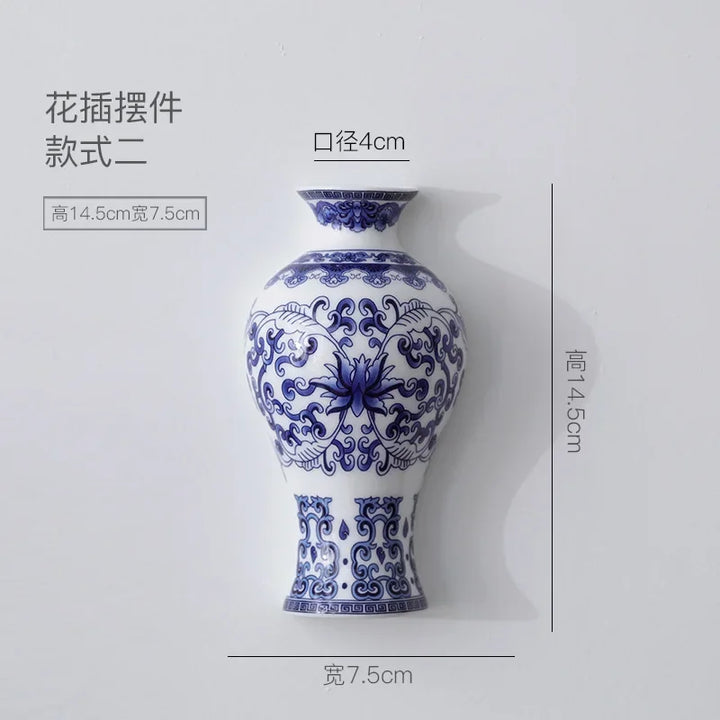 Antique Blue &amp; White Ceramic Vase